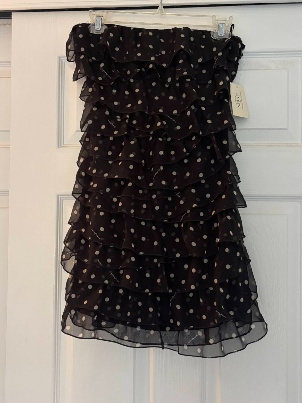 NEW WITH TAGS Size 7 Vintage Guess Polka Dot Ruffle Mini Dress
